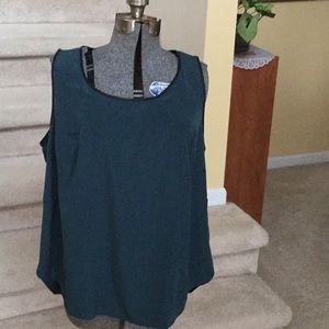 NWT Kenneth Cole silk cami wit leather trim